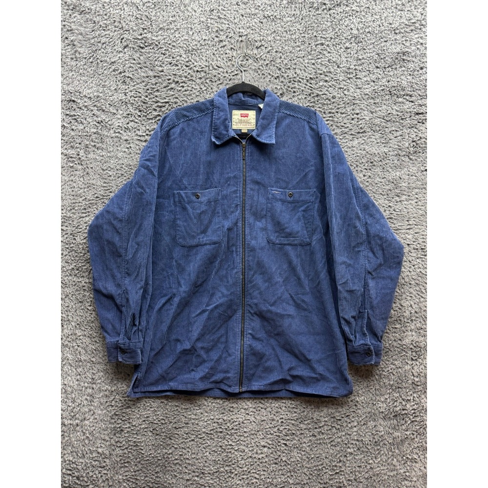 Levi's Classic Worker Corduroy Full Zip Overshirt Navy Blue Mens Size L